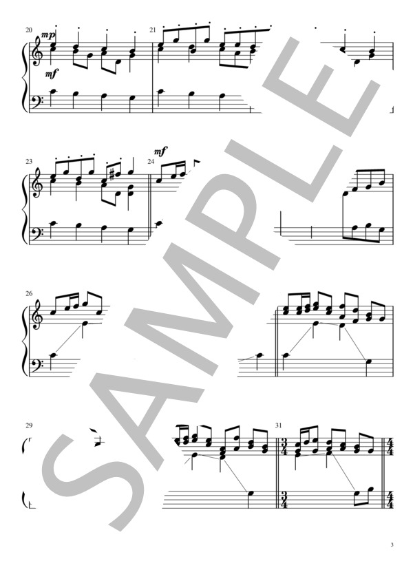 Baroque Hoedown(バロック・ホウダウン) / 2オクターブ / トーンチャイム、ハンドベル、ミュージックベル譜 (ディズニー) / ハンドチャイム 初〜中級 - サンプル譜面 3/5