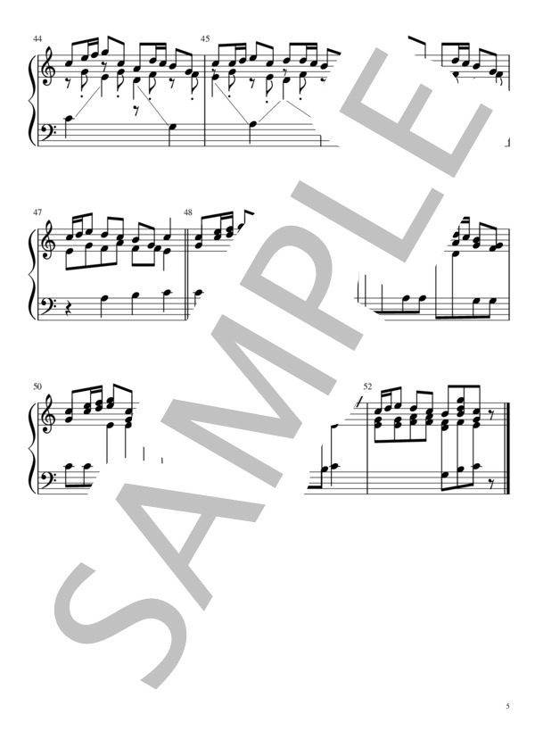 Baroque Hoedown(バロック・ホウダウン) / 2オクターブ / トーンチャイム、ハンドベル、ミュージックベル譜 (ディズニー) / ハンドチャイム 初〜中級 - サンプル譜面 5/5