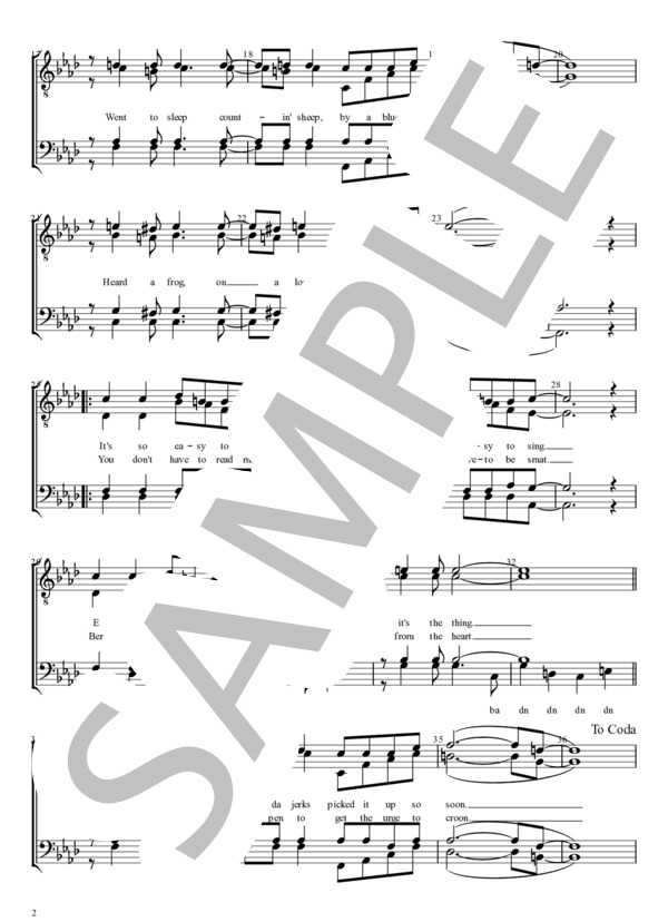 Bernie's Tune (Bernie・Miller) / アカペラ 初〜中級 - サンプル譜面 2/4