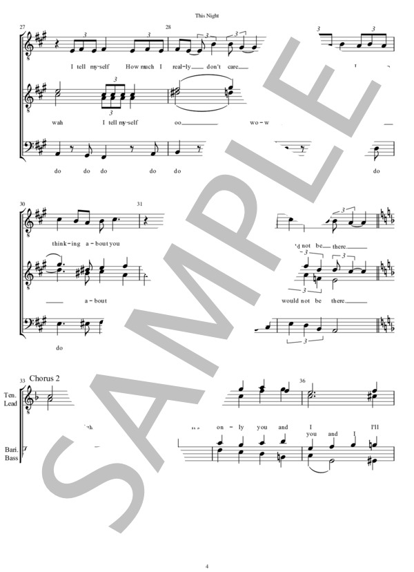 楽譜】This Night / ビリー・ジョエル (アカペラ / 初〜中級