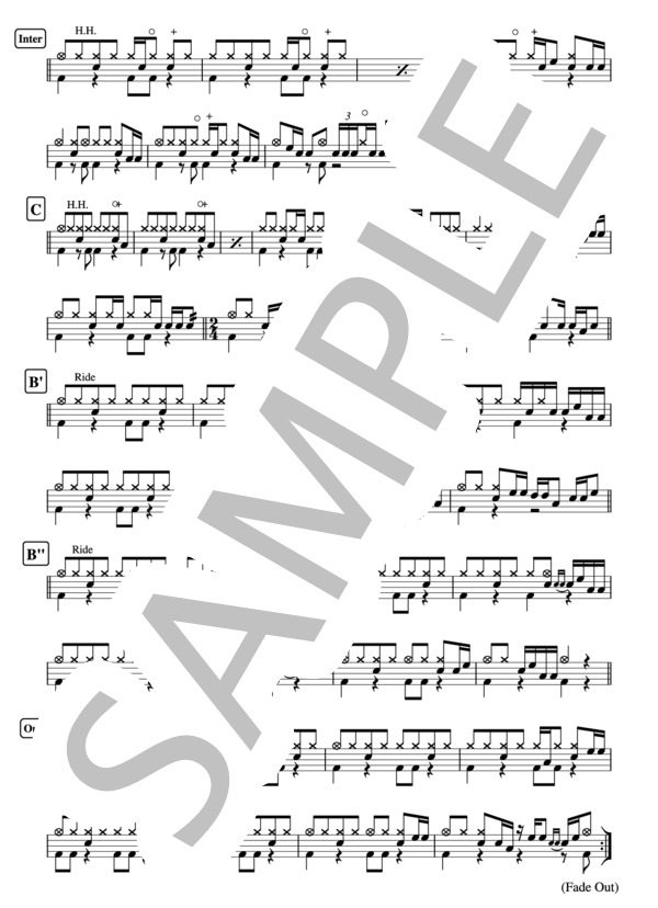 『奏（かなで）』スキマスイッチ ドラム譜 2ページ / その他 - サンプル譜面 2/2