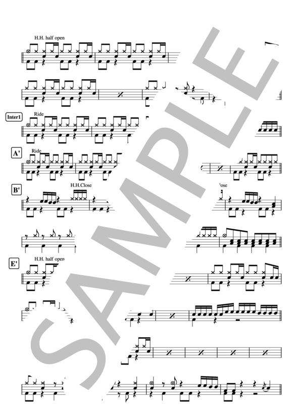 風吹けば恋 チャットモンチー ドラム譜 3ページ / その他 - サンプル譜面 2/3