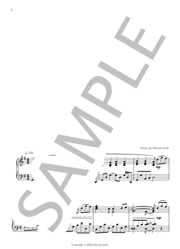 安堵（ピアノ・ソロ・オリジナル曲） (Hiroshi・Sudo) / ピアノソロ 入門 - サンプル譜面 1/2