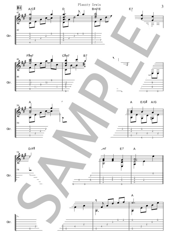 Planxty Irwin (Turlough O'Carolan) / ギターソロ 中級 - サンプル譜面 3/5
