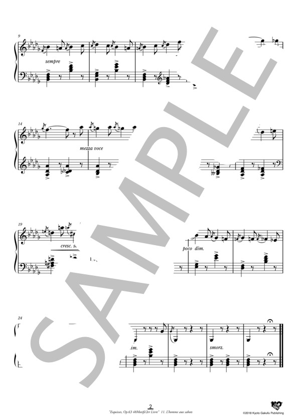 エスキス作品63 48のモチーフ集 第2巻 木靴の男 (シャルル=ヴァランタン・アルカン) / ピアノソロ 中〜上級 - サンプル譜面 3/4