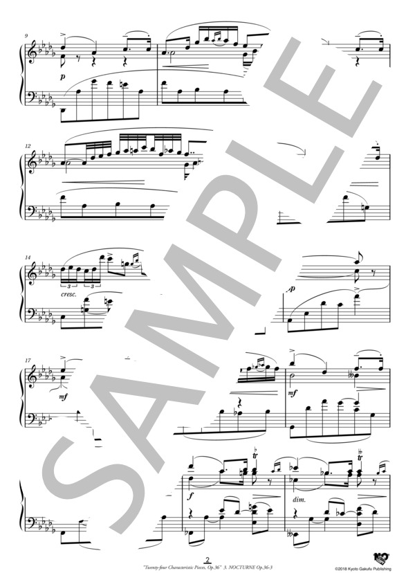 24の性格的小品 作品36 夜想曲 (アントン・アレンスキー) / ピアノソロ 中〜上級 - サンプル譜面 3/5