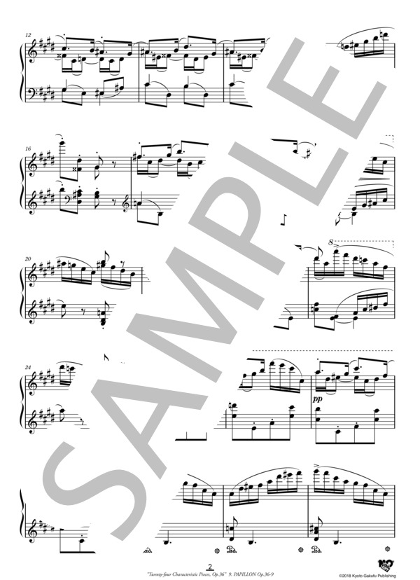 24の性格的小品 作品36 蝶々 (アントン・アレンスキー) / ピアノソロ 中〜上級 - サンプル譜面 3/5