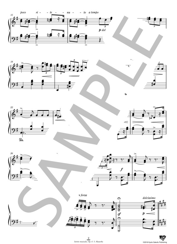 音楽の夜会 作品6 第5番 マズルカ (クララ・シューマン) / ピアノソロ 中〜上級 - サンプル譜面 3/5