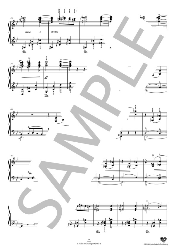 抒情小曲集 第9集 作品68 メランコリックなワルツ (エドヴァルド・ハーゲルップ・グリーグ) / ピアノソロ 中〜上級 - サンプル譜面 3/5