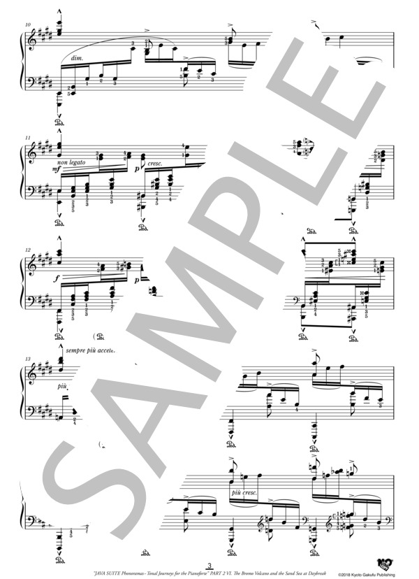 ジャワ組曲 フォノラマ〜ピアノのための音紀行 夜明けのブロモ火山と砂の海 (レオポルド・ゴドフスキー) / ピアノソロ 中〜上級 - サンプル譜面 4/5