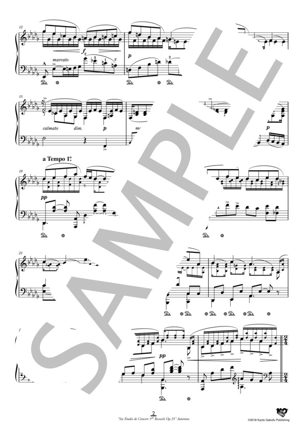 楽譜】6つの演奏会用練習曲 第1集 作品35 秋 / セシル・ルイーズ