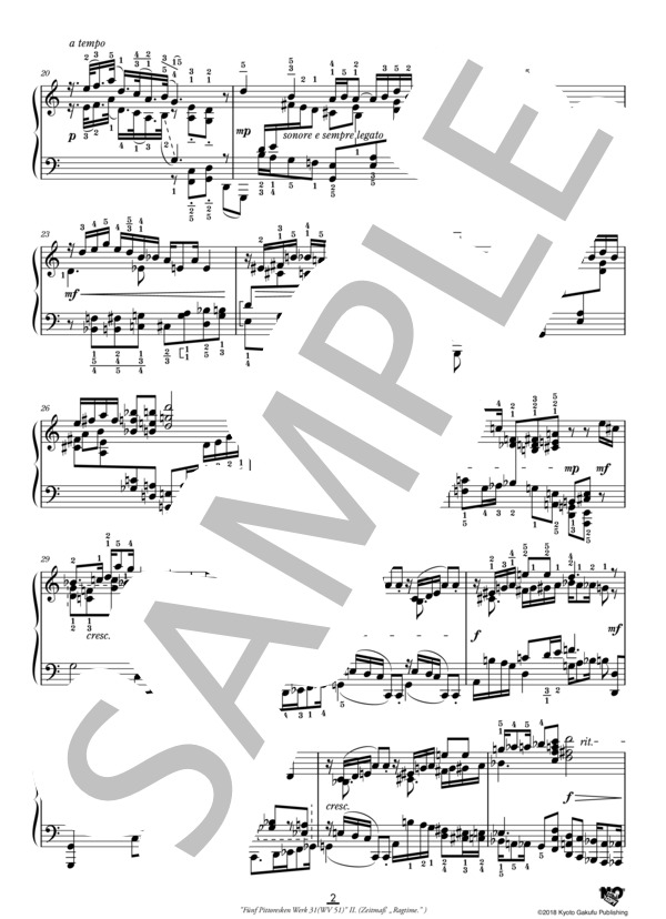 5つのピトレスク 作品31 (WV 51)(1919) (テンポ：“ラグタイム”） (エルヴィン・シュルホフ) / ピアノソロ 中〜上級 - サンプル譜面 3/5