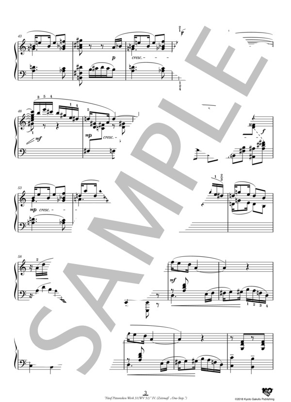 5つのピトレスク 作品31 (WV 51)(1919) (テンポ：“ワン・ステップ”） (エルヴィン・シュルホフ) / ピアノソロ 中〜上級 - サンプル譜面 4/5