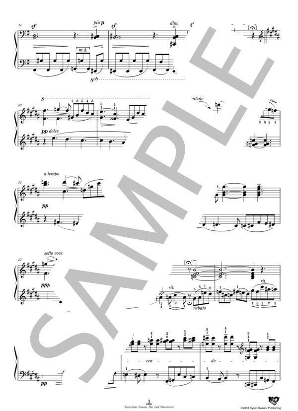 ピアノ・ソナタ 第2番 第2楽章 (アレクセイ・スタンチンスキー) / ピアノソロ 中〜上級 - サンプル譜面 4/5