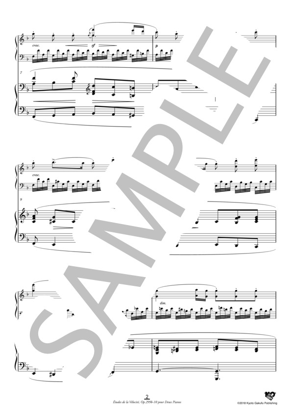 2台のピアノのための速度練習曲(40番練習曲）作品299b 第10番 (カール・チェルニー) / ピアノ2台4手 中〜上級 - サンプル譜面 3/5