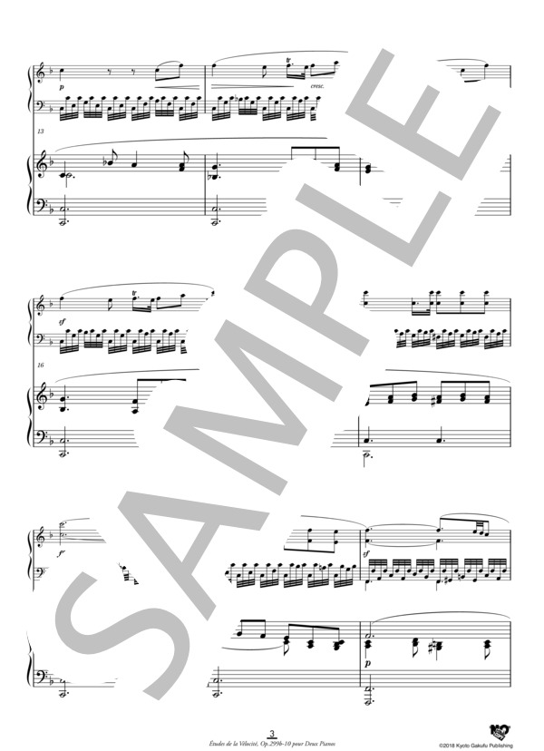 2台のピアノのための速度練習曲(40番練習曲）作品299b 第10番 (カール・チェルニー) / ピアノ2台4手 中〜上級 - サンプル譜面 4/5