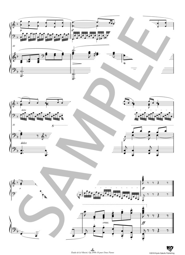 2台のピアノのための速度練習曲(40番練習曲）作品299b 第10番 (カール・チェルニー) / ピアノ2台4手 中〜上級 - サンプル譜面 5/5