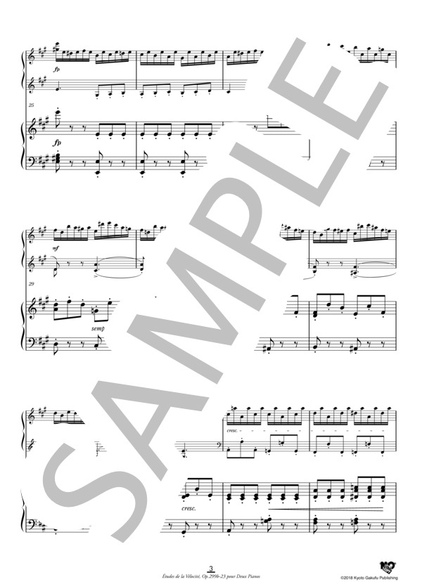 2台のピアノのための速度練習曲(40番練習曲）作品299b 第23番 (カール・チェルニー) / ピアノ2台4手 中〜上級 - サンプル譜面 4/5