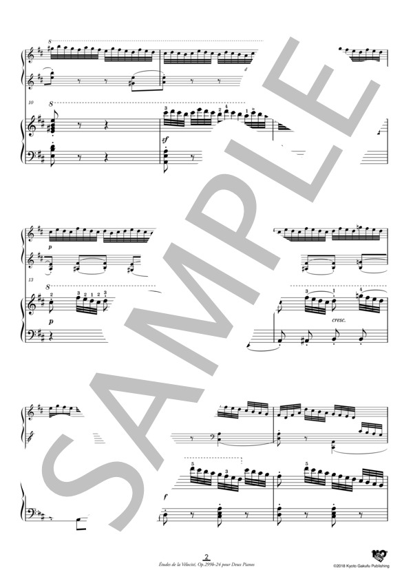2台のピアノのための速度練習曲(40番練習曲）作品299b 第24番 (カール・チェルニー) / ピアノ2台4手 中〜上級 - サンプル譜面 3/5