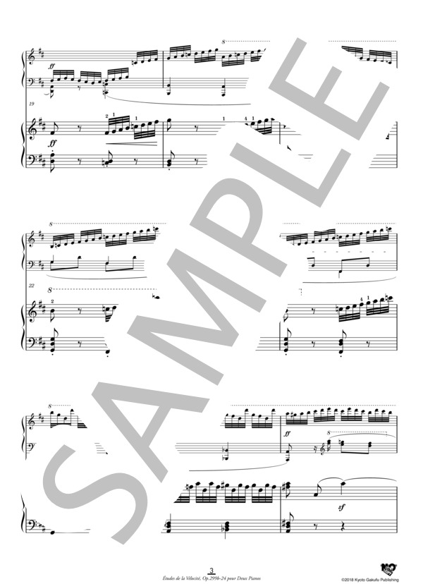 2台のピアノのための速度練習曲(40番練習曲）作品299b 第24番 (カール・チェルニー) / ピアノ2台4手 中〜上級 - サンプル譜面 4/5