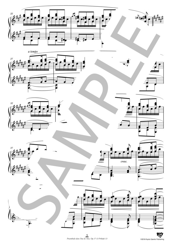 24のプレリュード（全調による前奏曲集）作品17 第13番 (フェリックス・ブルーメンフェルト) / ピアノソロ 中〜上級 - サンプル譜面 3/5