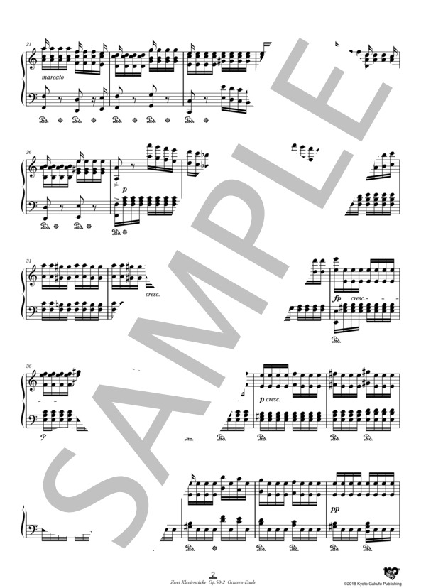 2つのピアノ曲 作品50 第2曲 オクターヴ練習曲 (イグナーツ・ブリュル) / ピアノソロ 中〜上級 - サンプル譜面 3/5