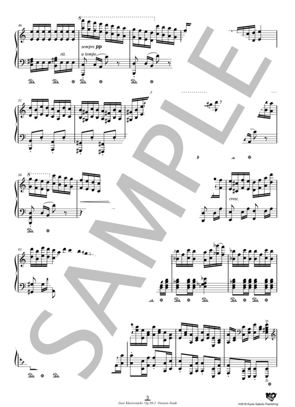2つのピアノ曲 作品50 第2曲 オクターヴ練習曲 (イグナーツ・ブリュル) / ピアノソロ 中〜上級 - サンプル譜面 4/5