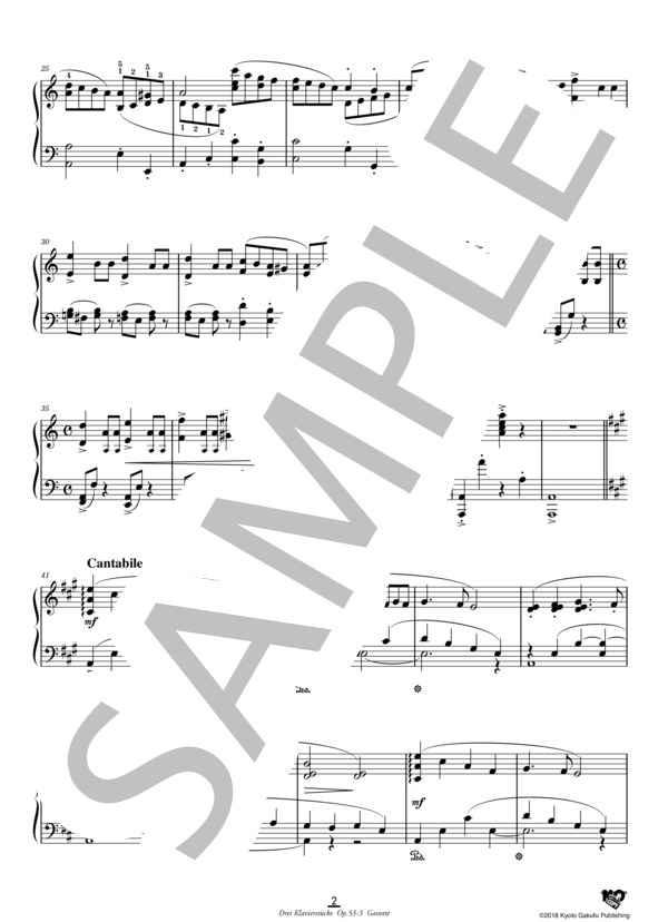 3つのピアノ曲 作品53  第3曲 ガヴォット (イグナーツ・ブリュル) / ピアノソロ 中〜上級 - サンプル譜面 3/5