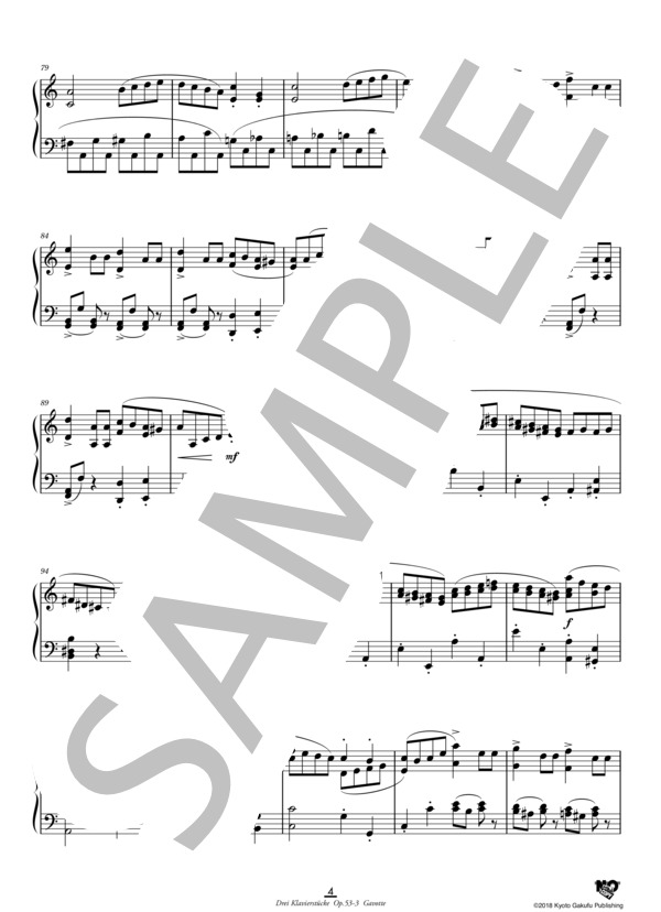 3つのピアノ曲 作品53  第3曲 ガヴォット (イグナーツ・ブリュル) / ピアノソロ 中〜上級 - サンプル譜面 5/5