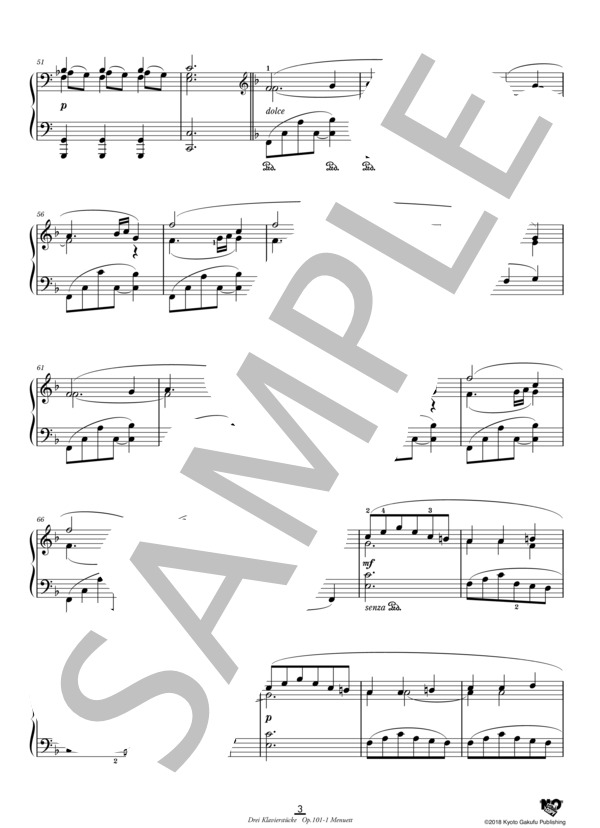 3つのピアノ曲 作品101 第1曲 メヌエット (イグナーツ・ブリュル) / ピアノソロ 中〜上級 - サンプル譜面 4/5