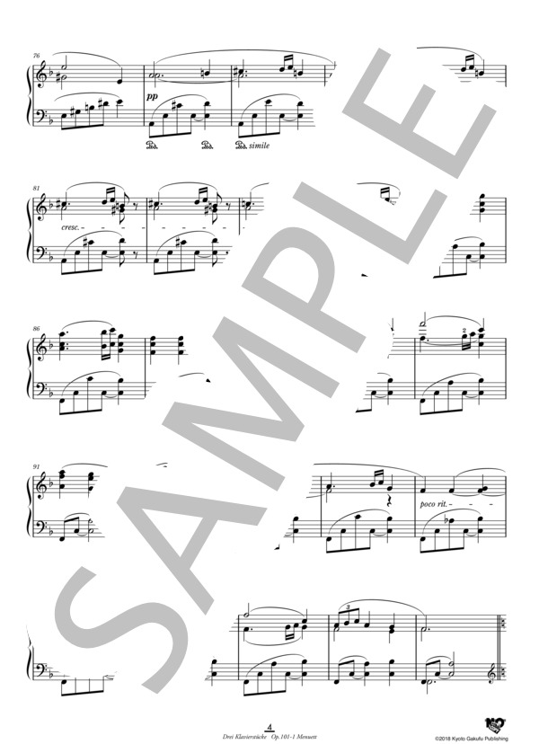 3つのピアノ曲 作品101 第1曲 メヌエット (イグナーツ・ブリュル) / ピアノソロ 中〜上級 - サンプル譜面 5/5