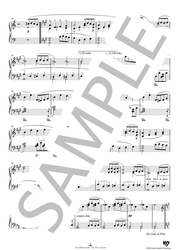 3つのピアノ曲 作品101 第2曲 ガヴォット (イグナーツ・ブリュル) / ピアノソロ 中〜上級 - サンプル譜面 3/4