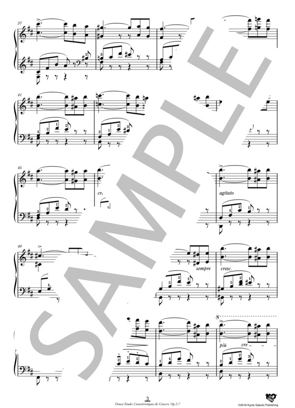 12の演奏会用性格的エチュード作品2  第7番 (アドルフ・フォン・ヘンゼルト) / ピアノソロ 中〜上級 - サンプル譜面 4/5