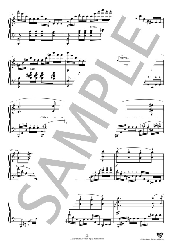 12のサロン用エチュード 作品5 第3番 魔女のダンス (アドルフ・フォン・ヘンゼルト) / ピアノソロ 中〜上級 - サンプル譜面 3/5