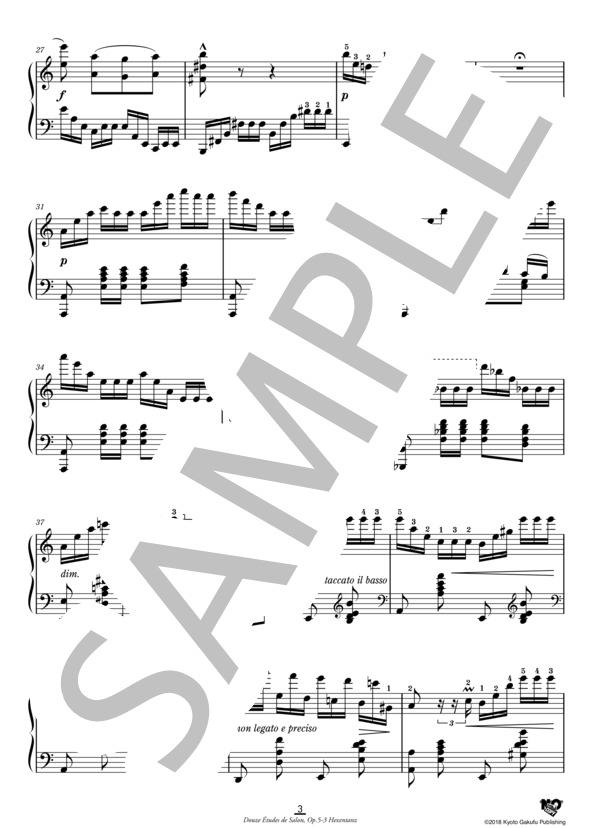 12のサロン用エチュード 作品5 第3番 魔女のダンス (アドルフ・フォン・ヘンゼルト) / ピアノソロ 中〜上級 - サンプル譜面 4/5