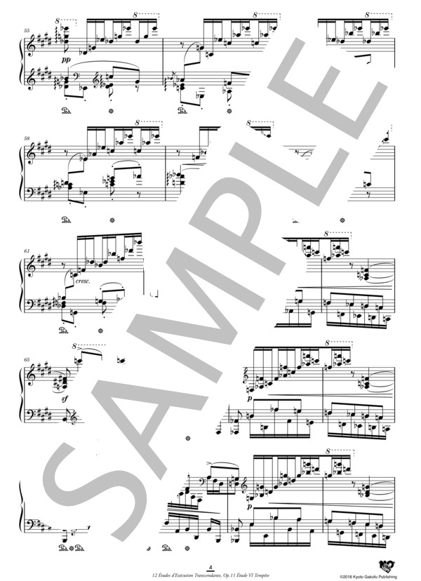 12の超絶技巧練習曲 作品11 第6番 嵐 (セルゲイ・リャプノフ) / ピアノソロ 中〜上級 - サンプル譜面 5/5