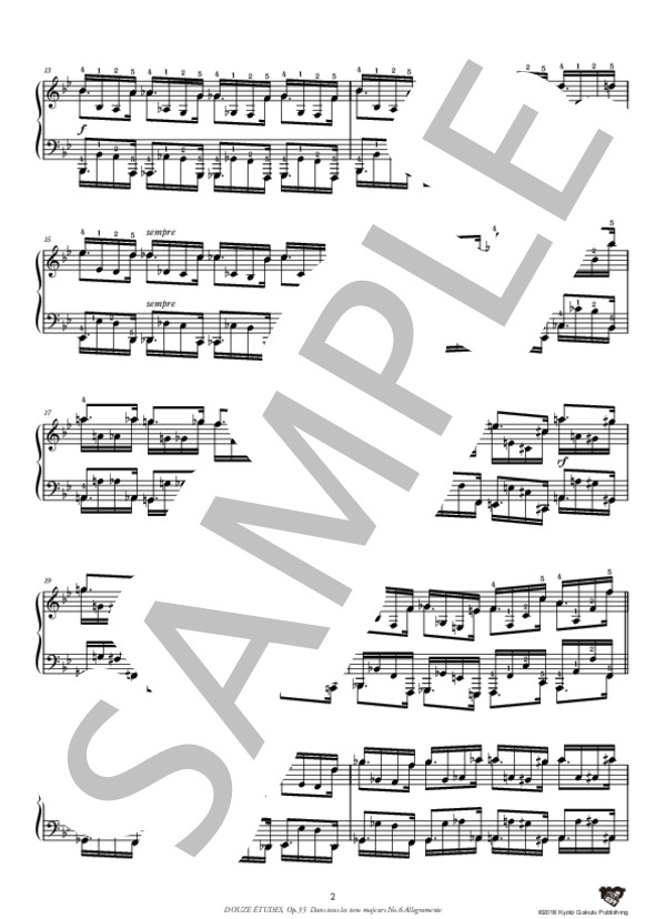 すべての長調による12の練習曲 作品35 第6番 変ロ長調 (シャルル=ヴァランタン・アルカン) / ピアノソロ 中〜上級 - サンプル譜面 3/5