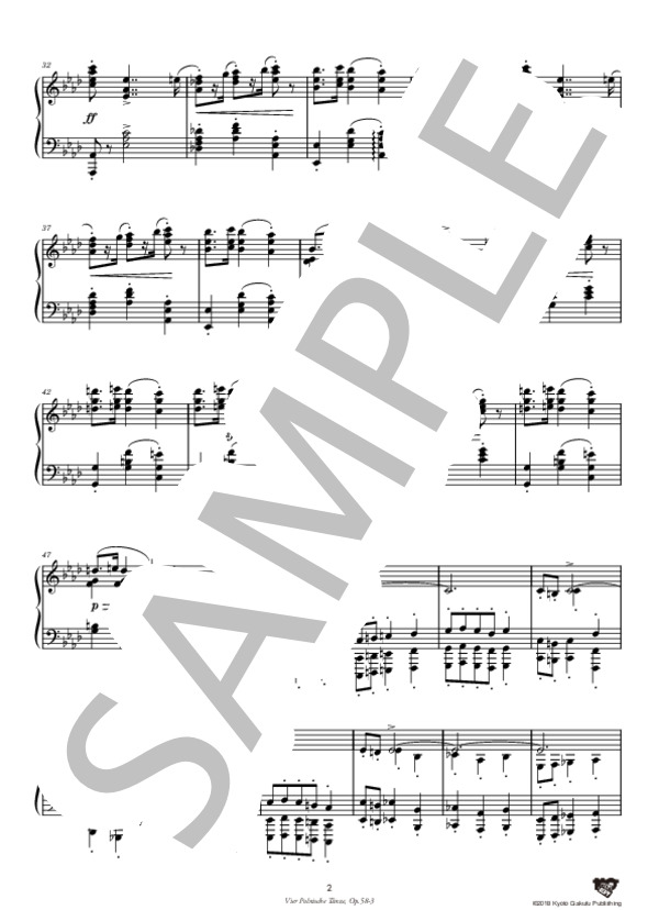 4つのポーランド舞曲 作品58 第3曲 (フランツ・クサヴァー・シャルヴェンカ) / ピアノソロ 中〜上級 - サンプル譜面 3/5