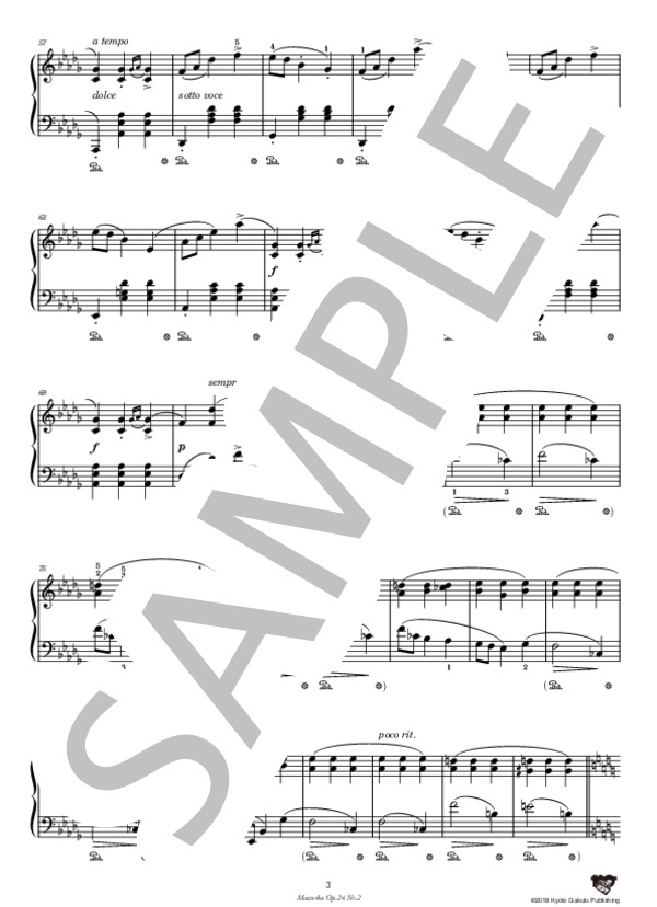 マズルカ 作品24–2 ハ長調 (フレデリック・ショパン) / ピアノソロ 中〜上級 - サンプル譜面 4/5