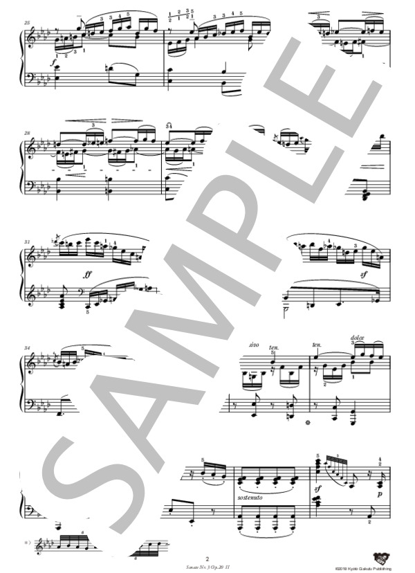 ソナタ 第3番 作品20 第2楽章 (ヨハン・ネポムク・フンメル) / ピアノソロ 中〜上級 - サンプル譜面 3/5