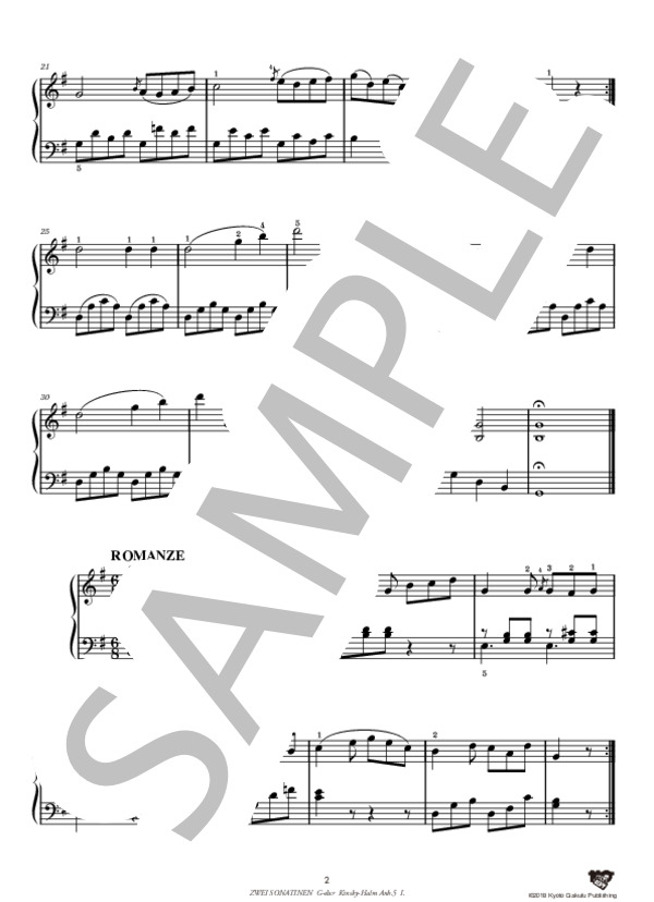 2つのソナチネ 第1曲 ト長調 Anh.5 (ルートヴィヒ・ヴァン・ベートーヴェン) / ピアノソロ 中〜上級 - サンプル譜面 3/5