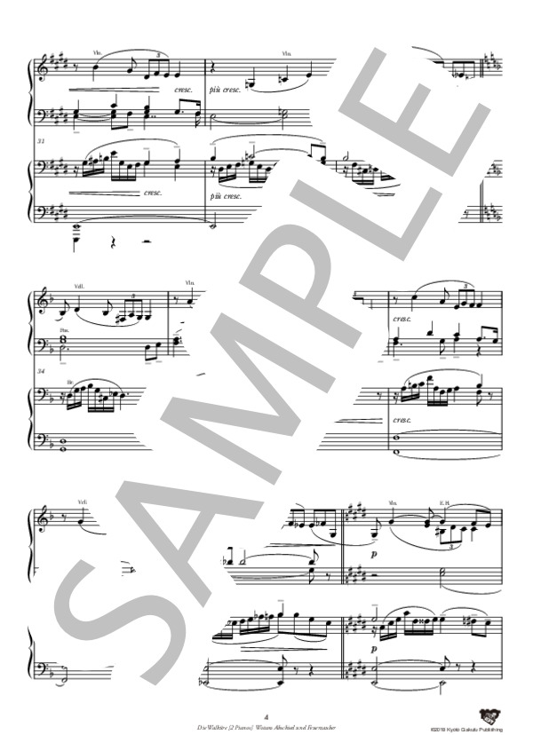 楽劇『ワルキューレ』［2台ピアノ版］ ヴォータンの告別と魔の炎の音楽 (リヒャルト・ワーグナー) / ピアノソロ 中〜上級 - サンプル譜面 5/5