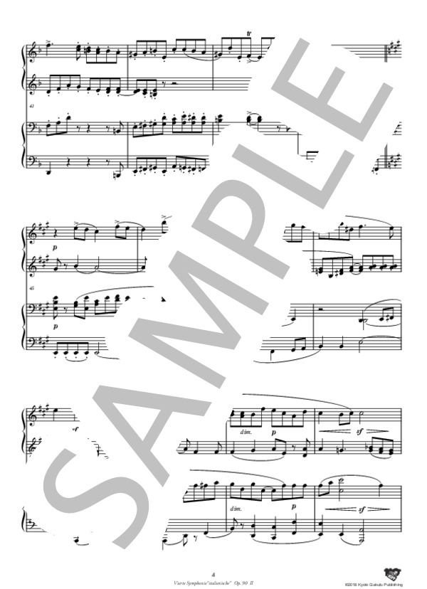 交響曲 第4番 『イタリア』 作品90［連弾版］ 第2楽章 (フェリックス・メンデルスゾーン) / ピアノソロ 中〜上級 - サンプル譜面 5/5