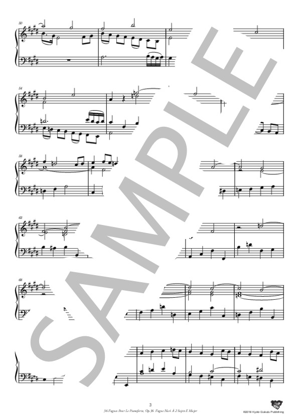 ピアノのための36のフーガ 作品36 フーガ 第4番 ホ長調「2つの主題による」 (アントニーン・レイハ) / ピアノソロ 中〜上級 - サンプル譜面 4/5