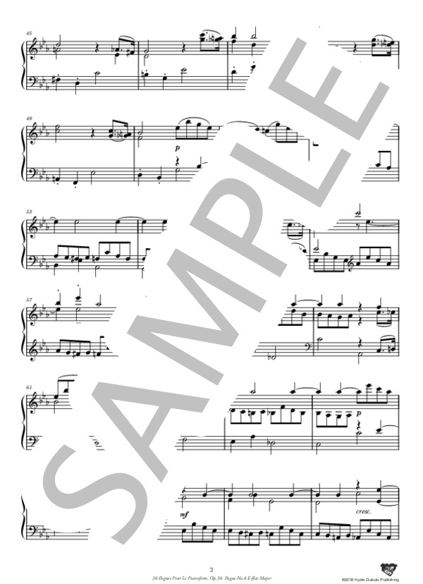 ピアノのための36のフーガ 作品36 フーガ 第6番 変ホ長調 (アントニーン・レイハ) / ピアノソロ 中〜上級 - サンプル譜面 4/5