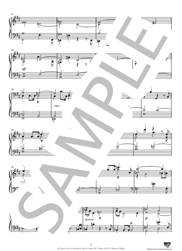 ピアノのための36のフーガ 作品36 フーガ 第7番 ニ長調「W. A. モーツァルトの主題による」 (アントニーン・レイハ) / ピアノソロ 中〜上級 - サンプル譜面 3/5