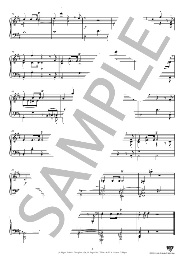 ピアノのための36のフーガ 作品36 フーガ 第7番 ニ長調「W. A. モーツァルトの主題による」 (アントニーン・レイハ) / ピアノソロ 中〜上級 - サンプル譜面 5/5