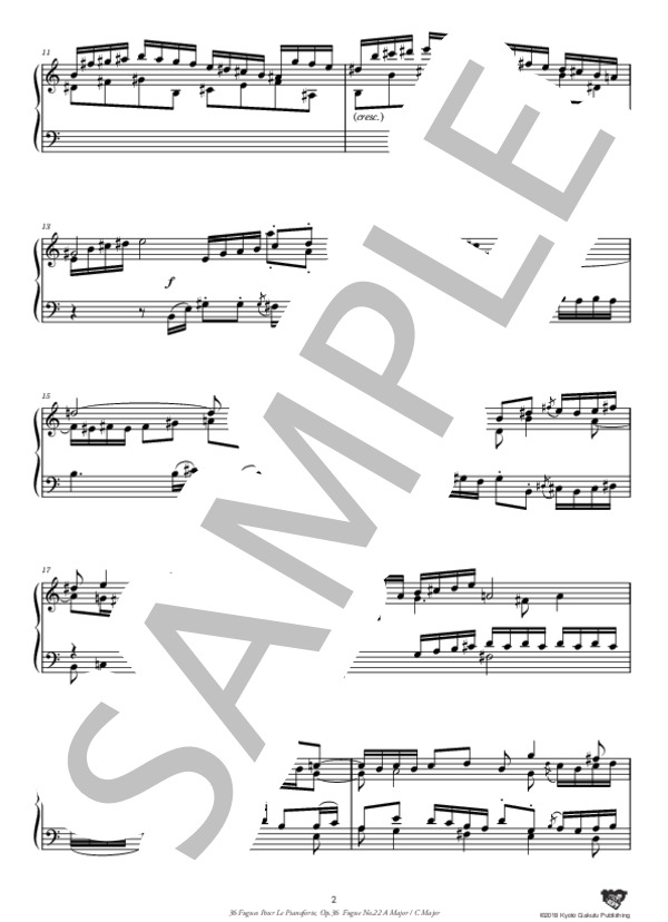 ピアノのための36のフーガ 作品36 フーガ 第22番 イ長調 / ハ長調 (アントニーン・レイハ) / ピアノソロ 中〜上級 - サンプル譜面 3/5