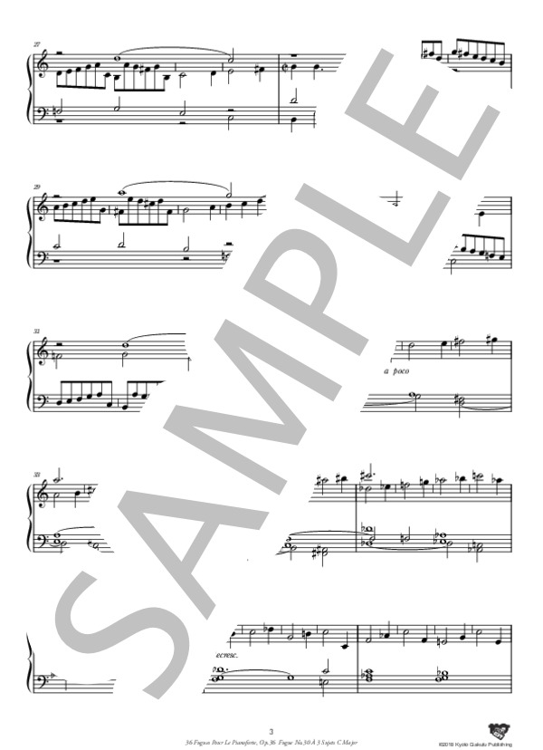 ピアノのための36のフーガ 作品36 フーガ 第30番 ハ長調 「3つの主題による」 (アントニーン・レイハ) / ピアノソロ 中〜上級 - サンプル譜面 4/5