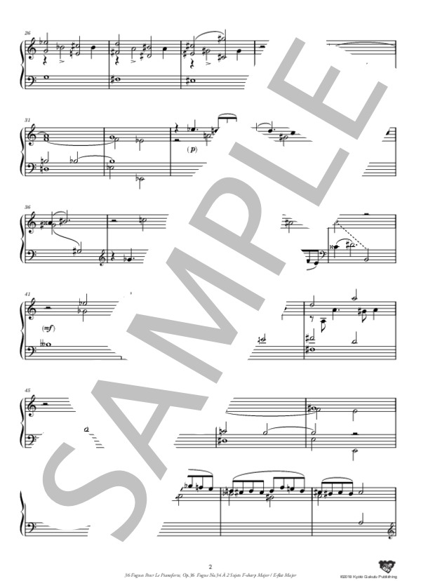 ピアノのための36のフーガ 作品36 フーガ 第34番「2つの主題による」嬰ヘ長調 / 変ホ長調 (アントニーン・レイハ) / ピアノソロ 中〜上級 - サンプル譜面 3/5